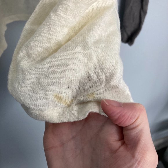 Horny Toad Linen Blend Cardigan Open Cream Grey Sleeves Colorblock Size XS - Picture 6 of 6